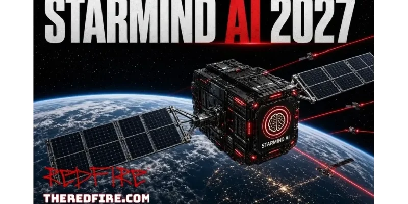 Satellite with solar panels orbiting Earth.